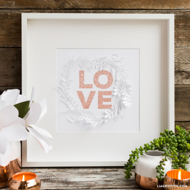 Printable Art with Paper Cut Leaf Wreath - Lia Griffith