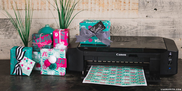 Printable Valentine's Day Wrapping Paper and Tags