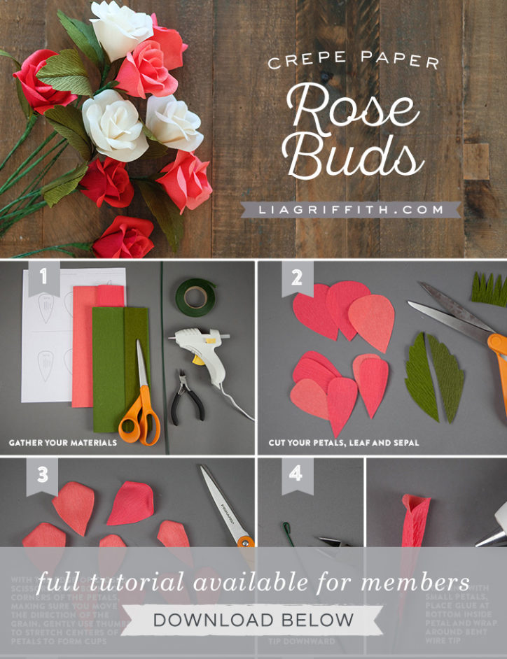 Handmade Crepe Paper Rose Buds Tutorial