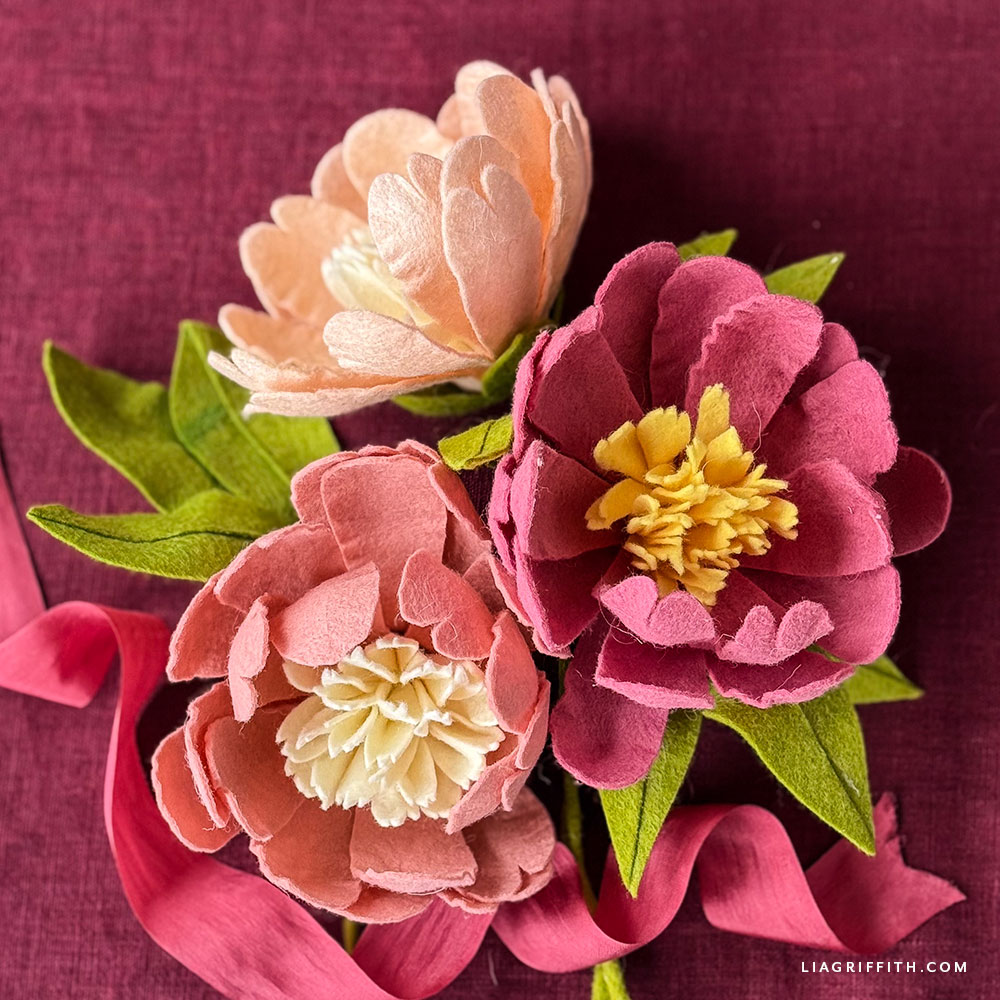 Felt Bowl of Beauty Peonies