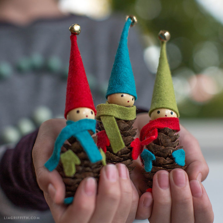 Pinecone Elves DIY Template & Video Tutorial - Lia Griffith
