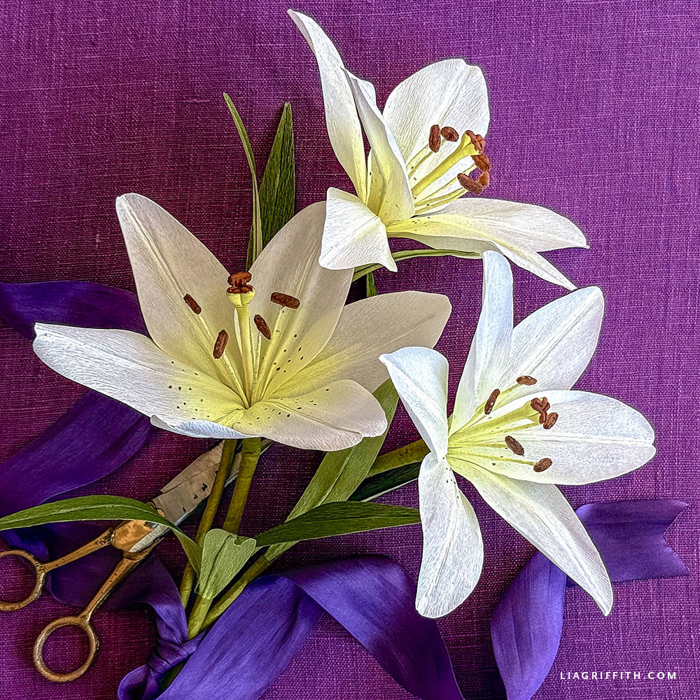 Crepe Paper White Asiatic Lily