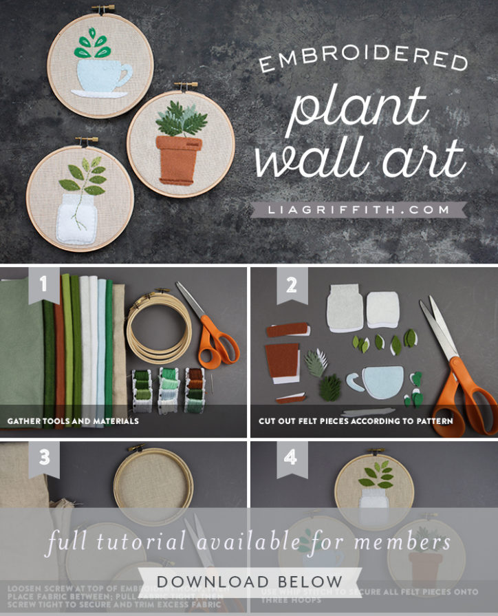 Embroidery Plants Wall Art DIY Tutorial Lia Griffith