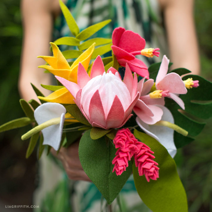 Let's Get Tropical with Felt Tropical Flowers in a Bouquet!