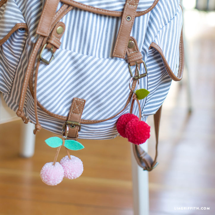 DIY Tutorial Cherry PomPom Keychains Lia Griffith