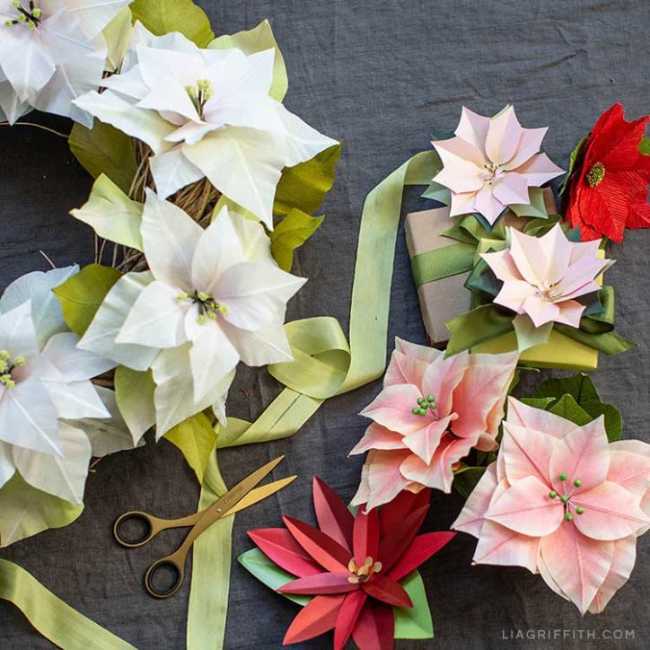 Video Tutorial How to Decorate with Paper Poinsettias Lia Griffith