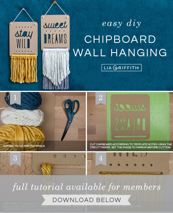 DIY Chipboard and Yarn Wall Hangings (3 Designs) Lia Griffith