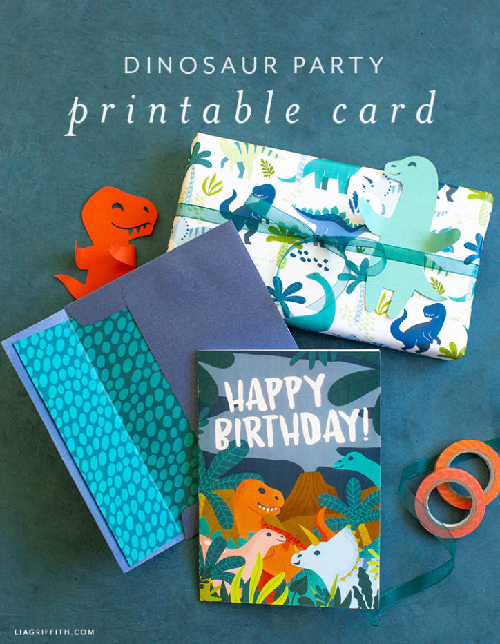 Dinosaur Happy Birthday Card Printable - Lia Griffith