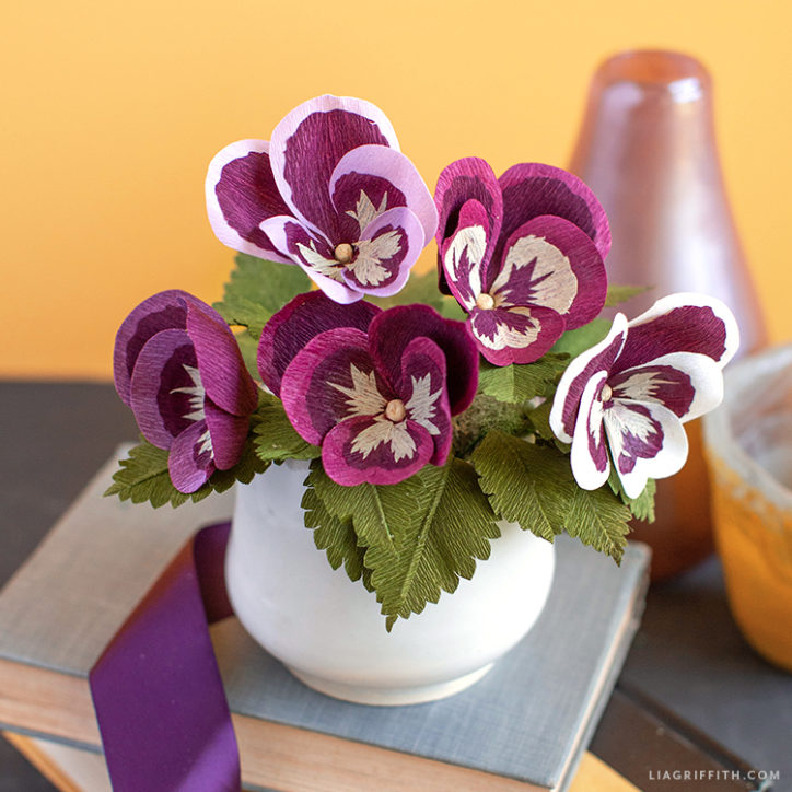 Crepe Paper Pansies Flower Template & Tutorial Lia Griffith