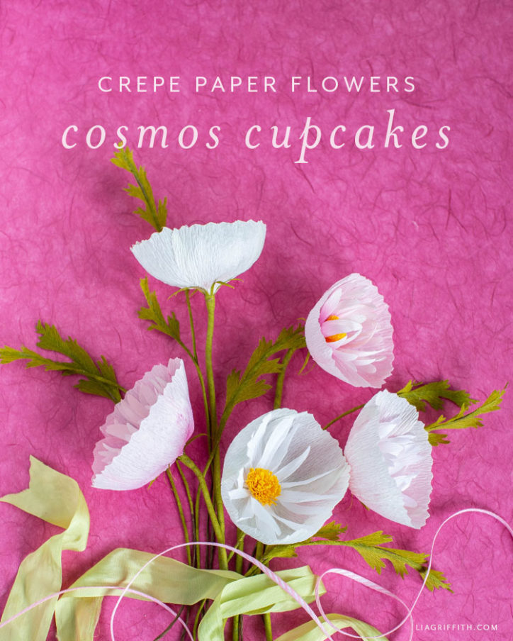 Crepe Paper Cosmos Cupcakes DIY Tutorial Lia Griffith