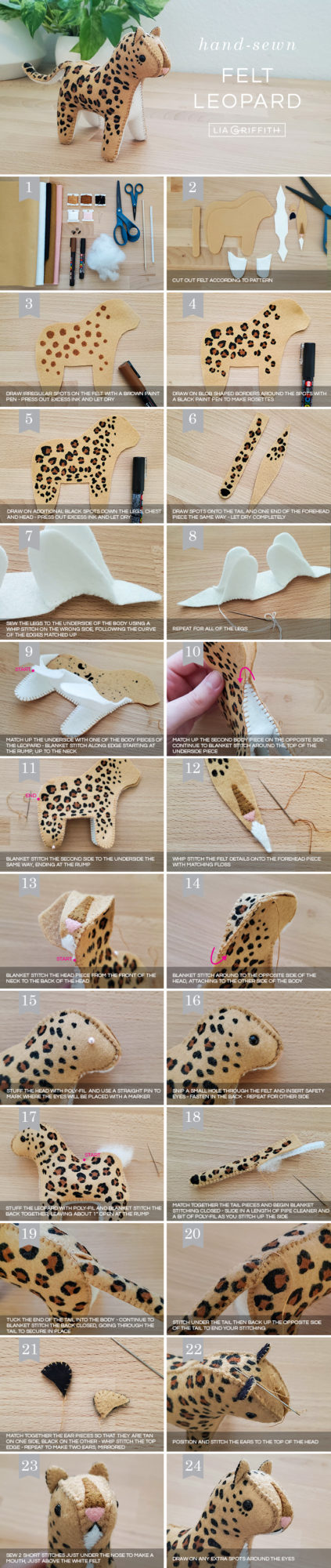 Felt Leopard Photo Tutorial - Lia Griffith