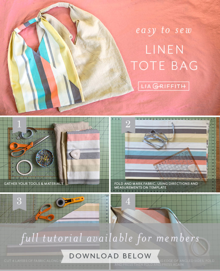 Farmer's Market Tote Bags Sewing Pattern & Tutorial - Lia Griffith