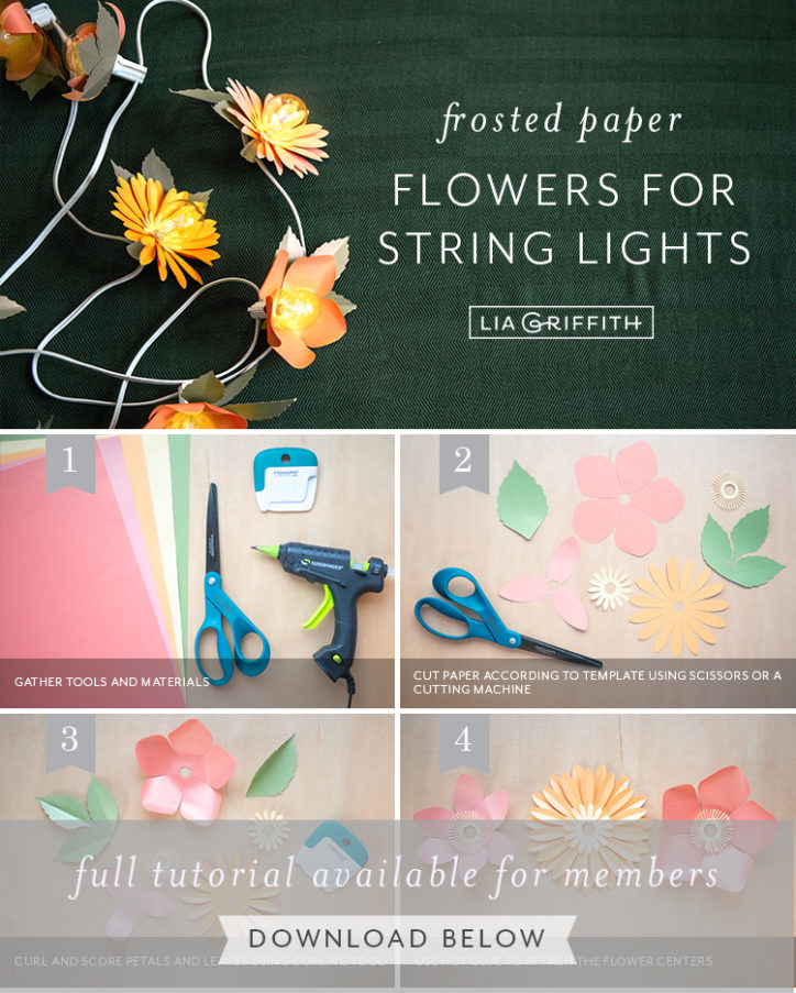 DIY Frosted Paper Flower String Lights Lia Griffith