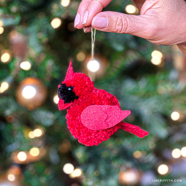 PomPom Cardinal Ornament DIY Tutorial Lia Griffith