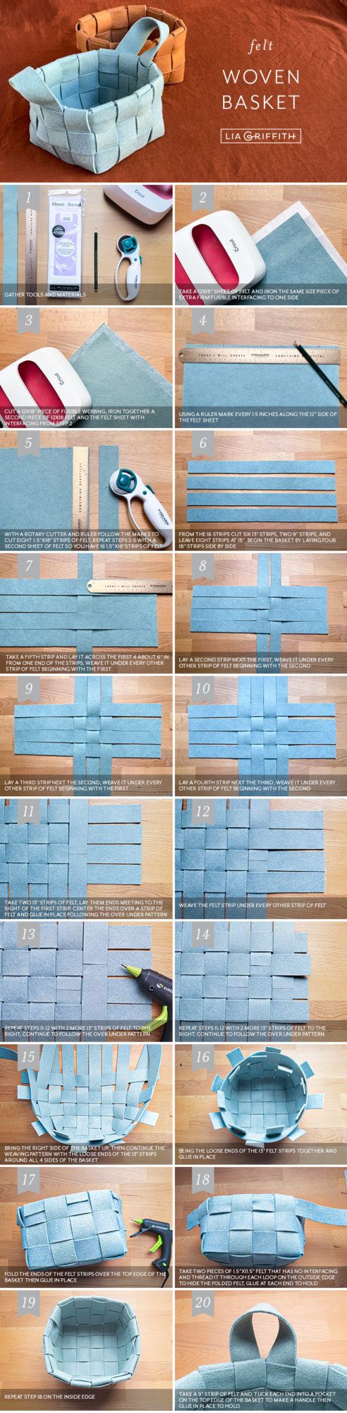 Woven Felt Basket Photo Tutorial - Lia Griffith