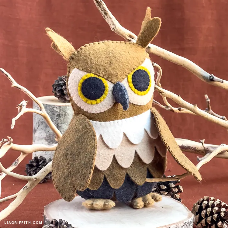 Felt Horned Owl Stuffie Pattern & Tutorial - Lia Griffith