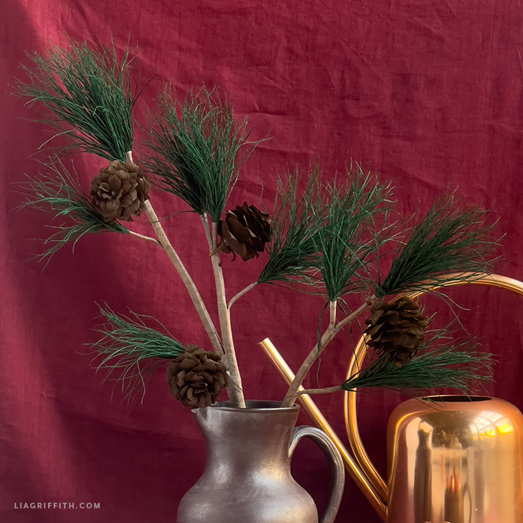 Crepe Paper Pine Cone Branches DIY Template & Tutorial Lia Griffith