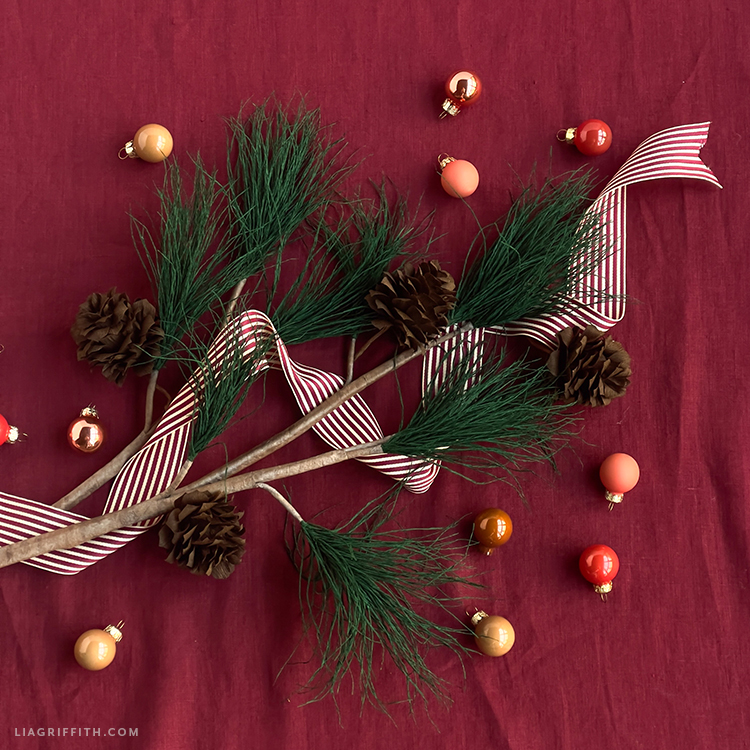 Crepe Paper Pine Cone Branches DIY Template & Tutorial Lia Griffith