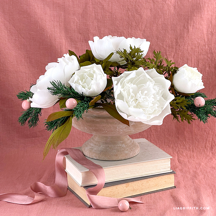 crepe paper white duchess peony