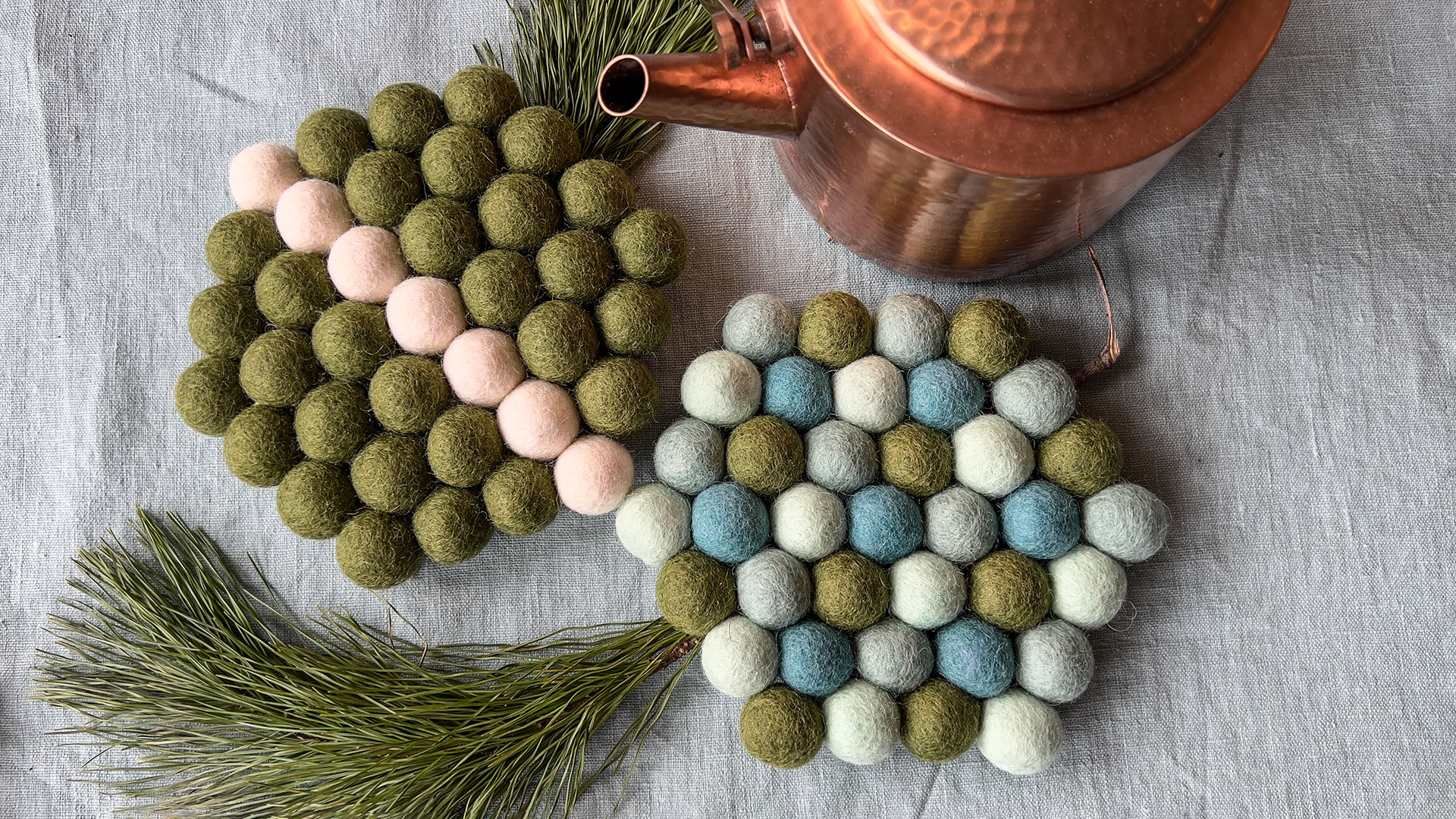 VIDEO Wool Felt Ball Trivets DIY Tutorial Lia Griffith
