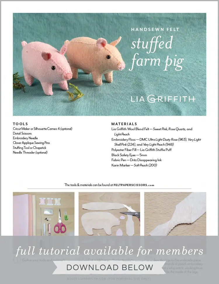 Felt Pigs DIY Template & Tutorial - Lia Griffith