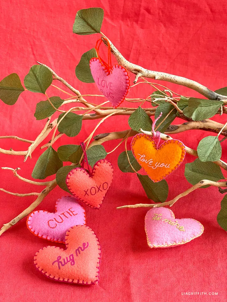 Stuffed Felt Conversation Hearts Template & Tutorial - Lia Griffith