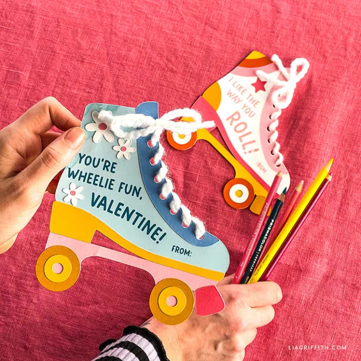 Roller Skate Valentines DIY Template - Lia Griffith for Free Printable Roller Skate Template