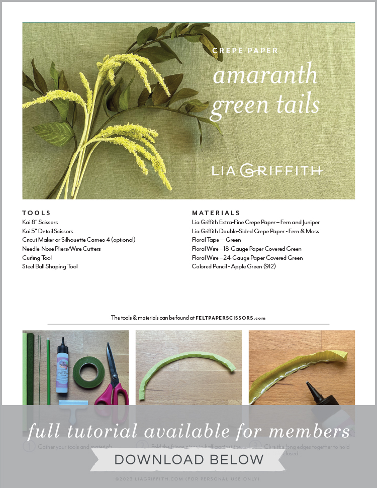 Crepe Paper Amaranth Green Tails Lia Griffith