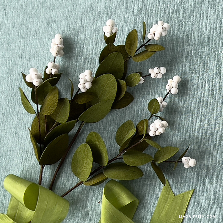 Crepe Paper Snowberry Branches Lia Griffith