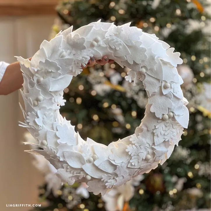 Felt White Winter Wreath - Lia Griffith