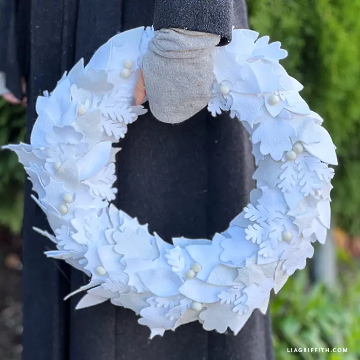 Felt White Winter Wreath - Lia Griffith