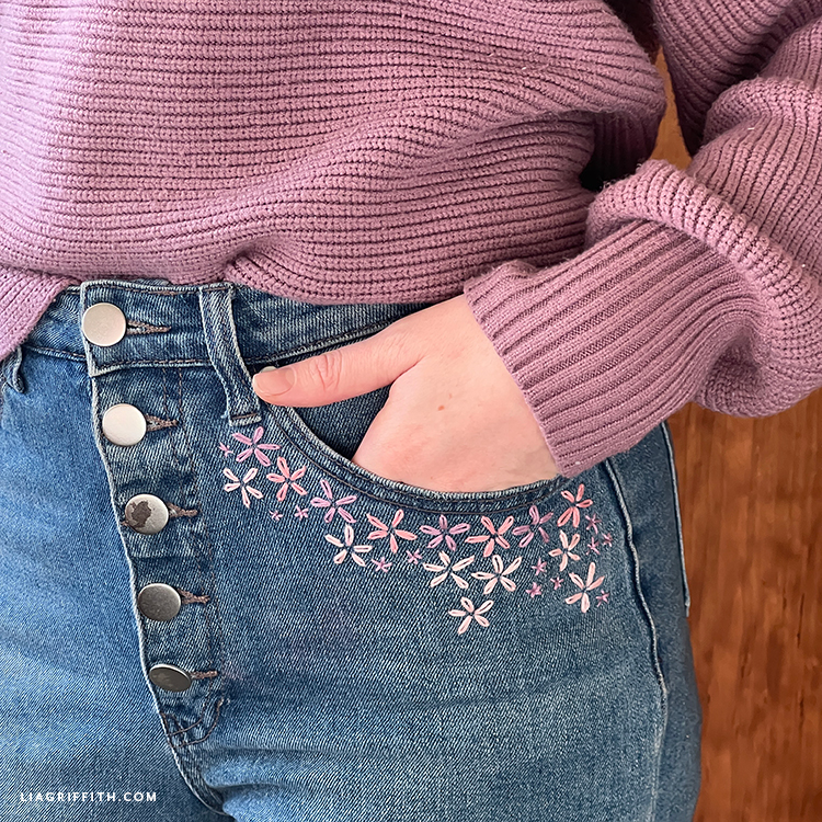 Flower Embroidered Jeans Lia Griffith