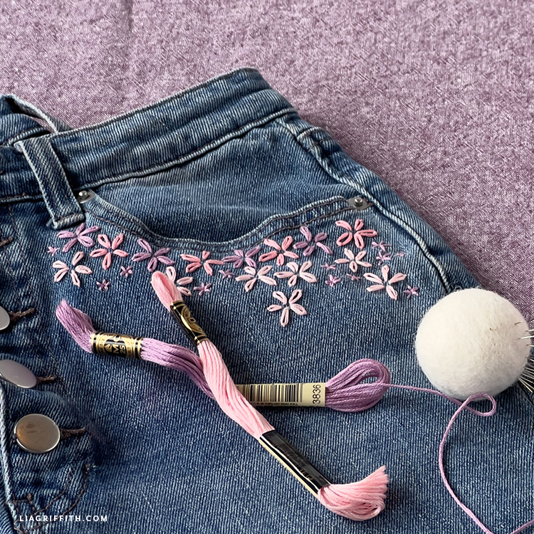 Flower Embroidered Jeans Lia Griffith