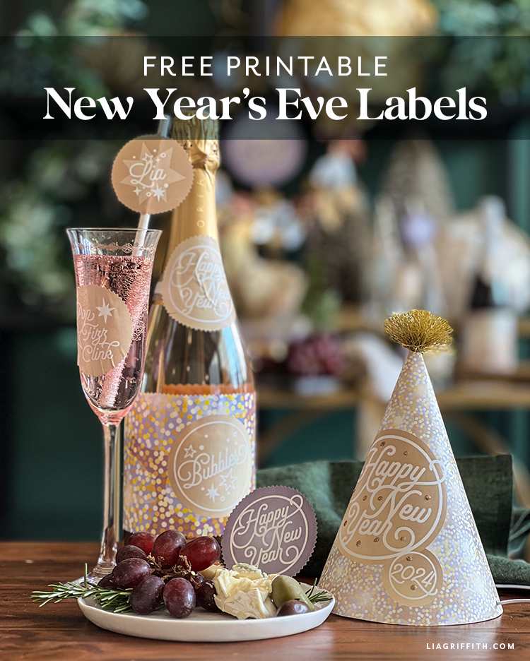 Printable New Year's Eve Labels & Hats - Lia Griffith