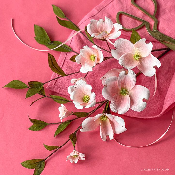 Crepe Paper Pink Dogwood Branch Lia Griffith