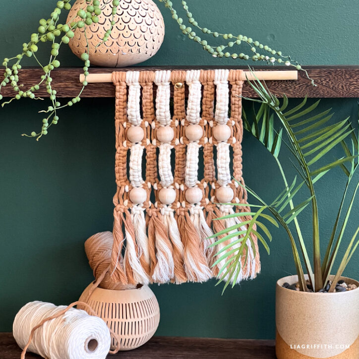 Striped Macrame & Wood Bead Wall Hanging - Lia Griffith