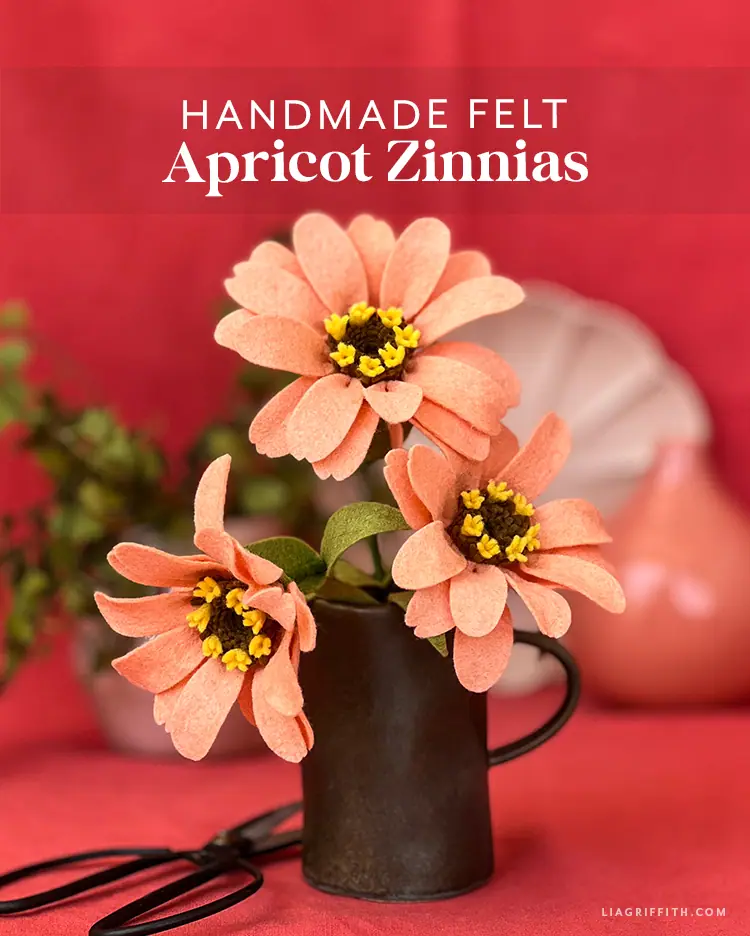 Felt Apricot Zinnia - Lia Griffith
