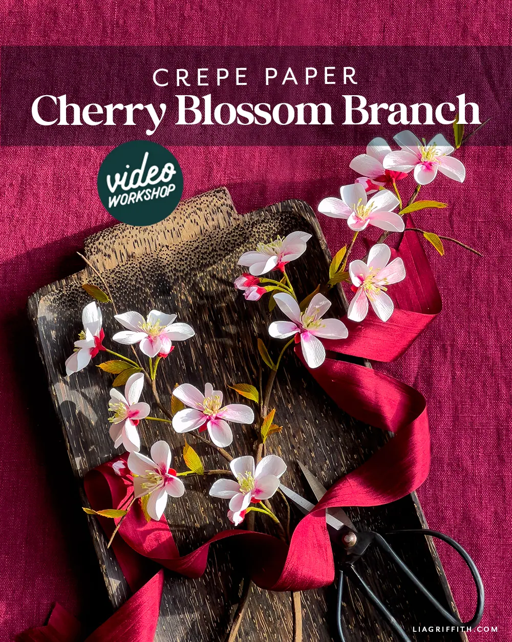 フラワーページ Crepe Paper Cherry Blossom Branch Member Make Video Workshop - Lia