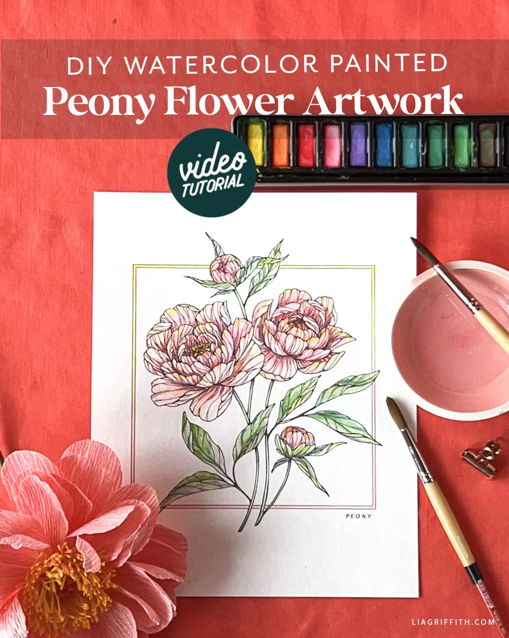 Tutorial Disegno Peonia Peony Watercolor Tutorial And Printable