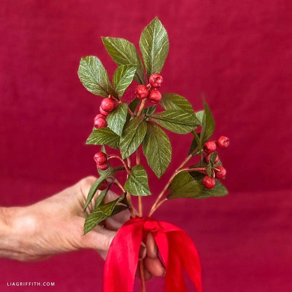 Crepe Paper Checkerberry Branches Video Workshop - Lia Griffith