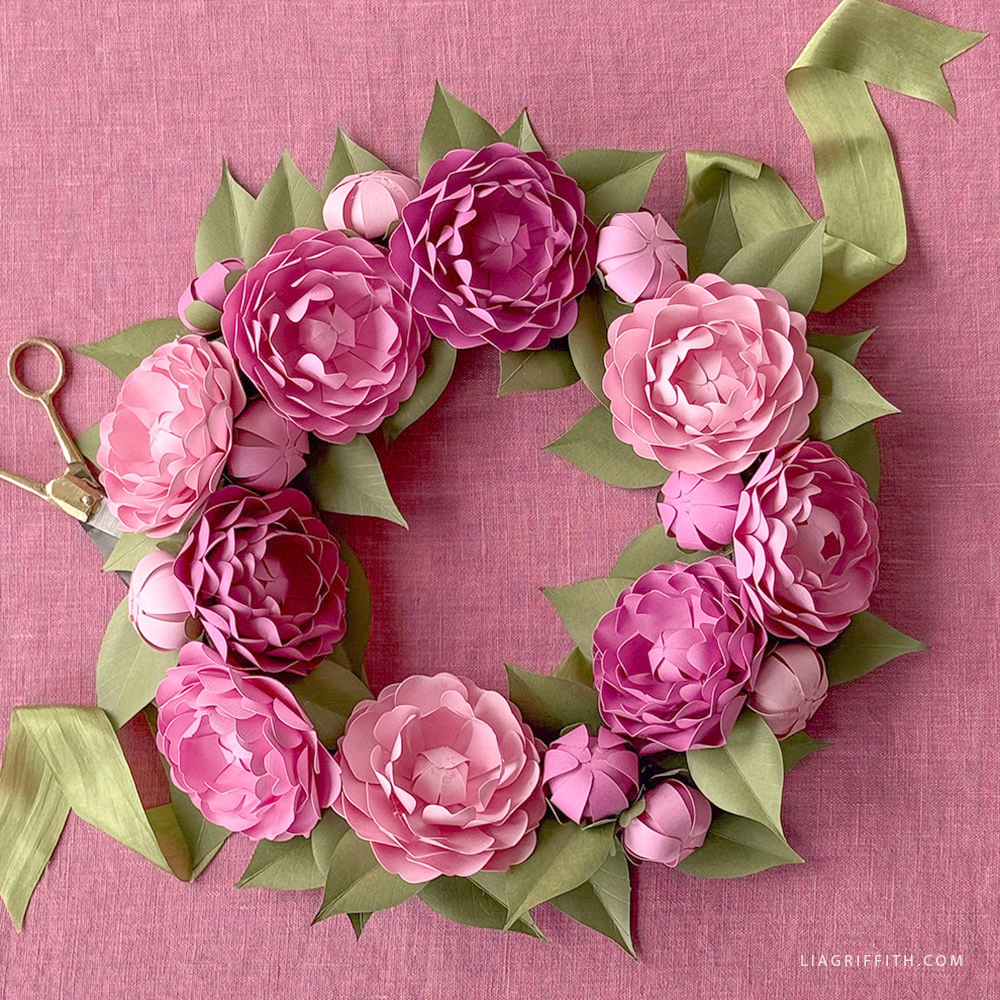 Cardstock Paper Camellia Wreath