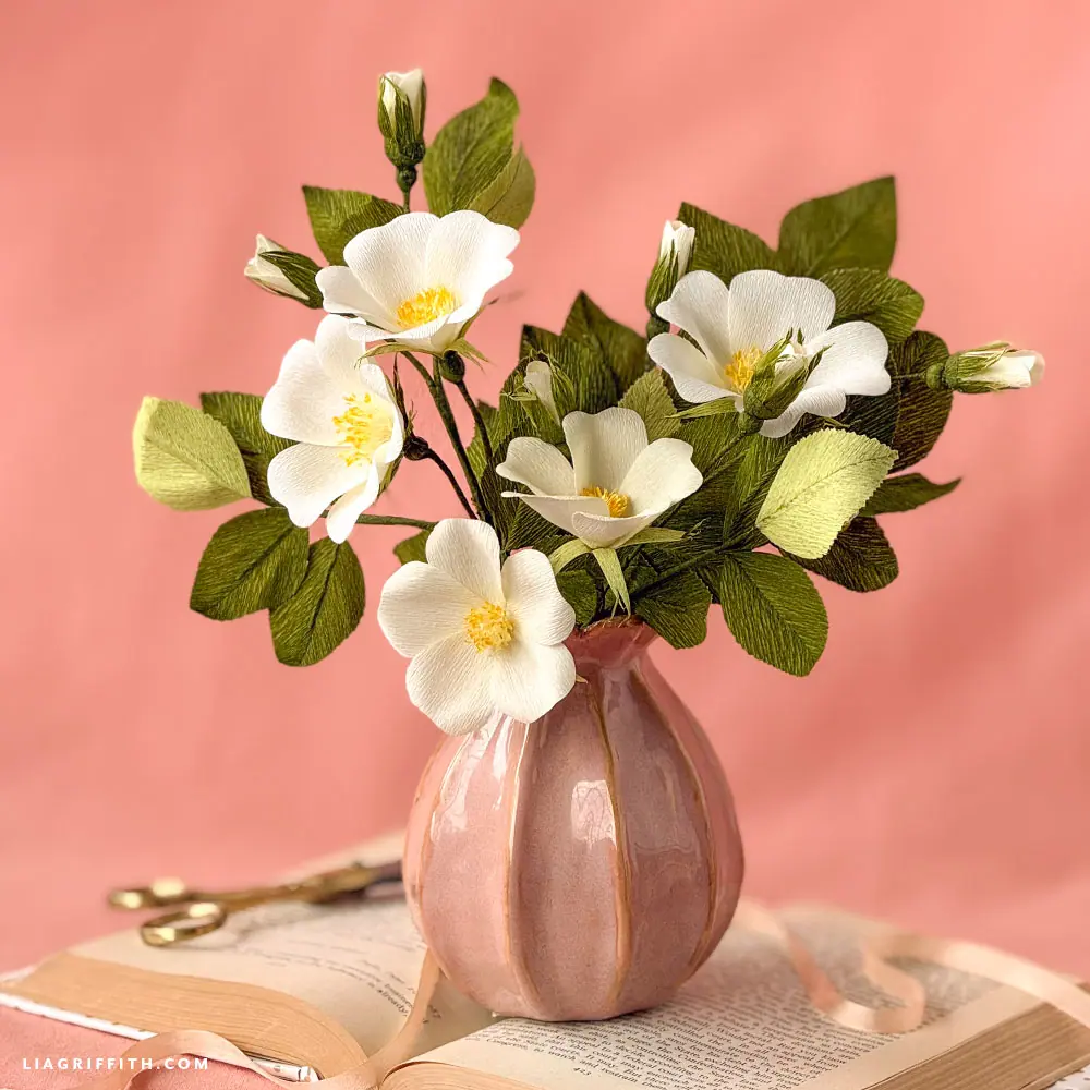 フラワー・ガーデニング Sample Crepe Paper Wild Rose Video Workshop - Lia Griffith