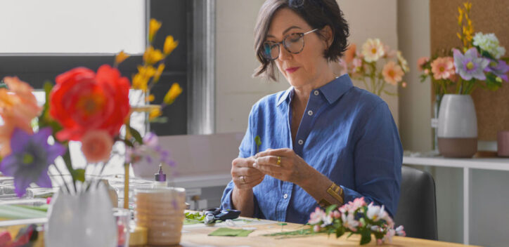 Lia crafting in her studio