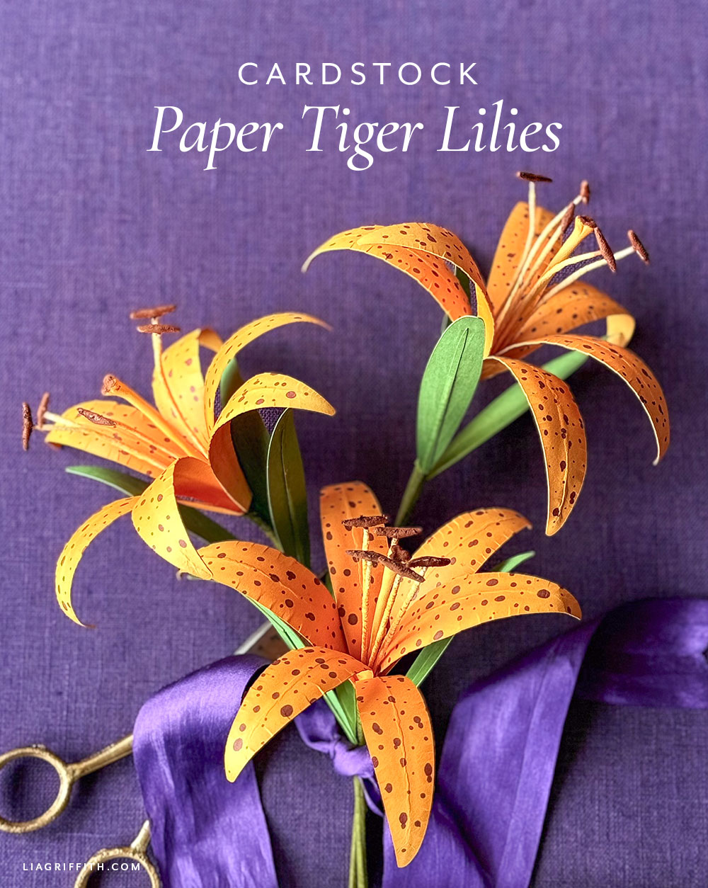 Orange cardstock tiger lily with curved petals